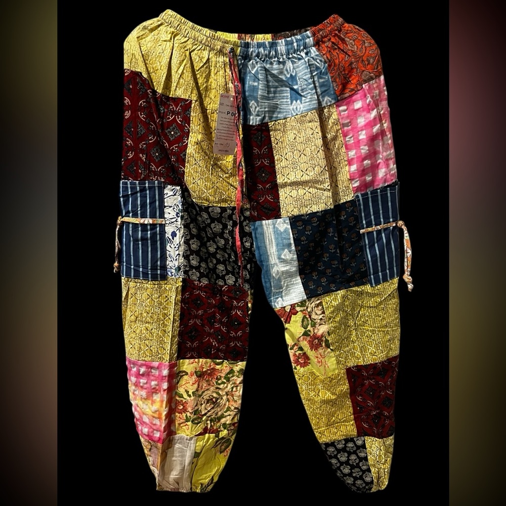 #93 NWT 100% cotton patchwork jogger bottom pants